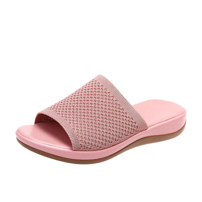 wholesale china factory breathable fly knit rubber outsole wedge sandals shoes open toe women wedge sandals platform