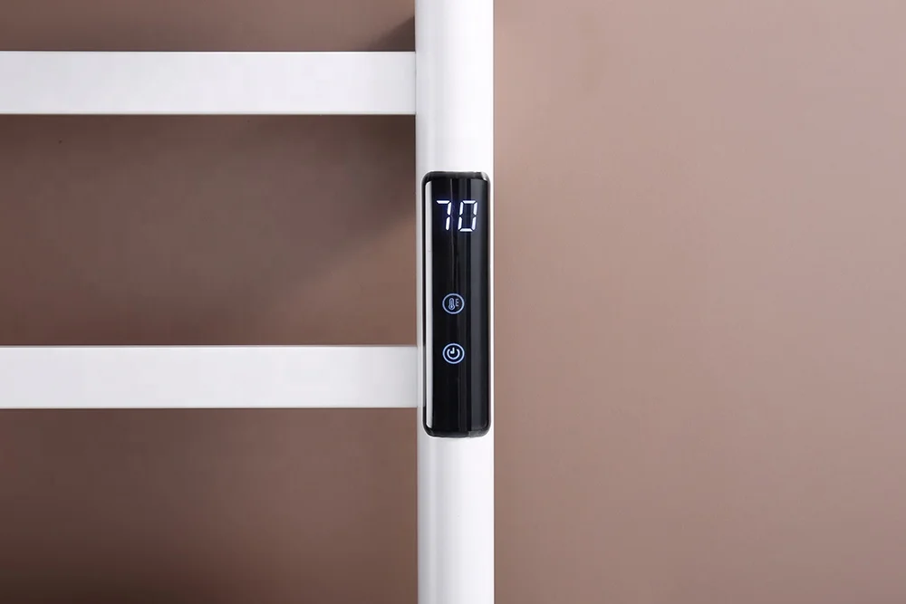 White Foldable Multifunctional Wall Mounted Smart Heating Temperature Display Towel Rack Bathroom Heating Towel Rail Radiator