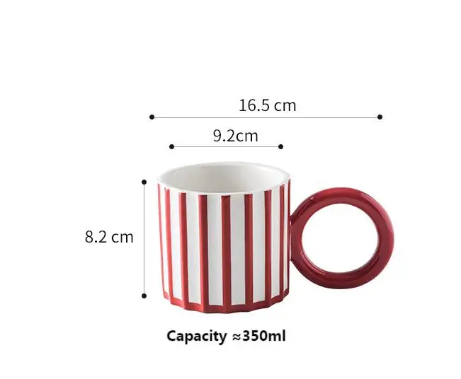 Nordic style striped matte glaze 350ml 12oz elegant coffee mug ceramic for gift porcelain cup for coffee and water