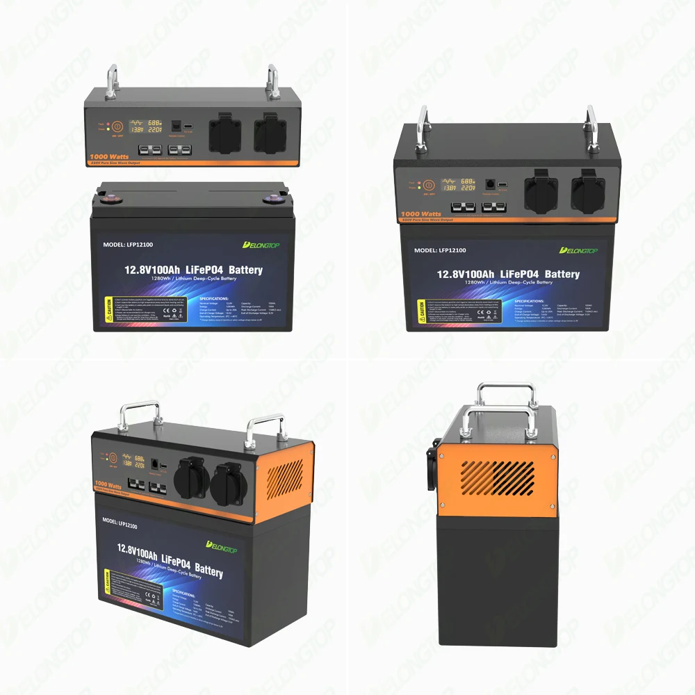 All in one Home Power Backup 12V 100ah 150ah 170ah Lithium Lifepo4 Battery with 1000W Solar Inverter Pv Port