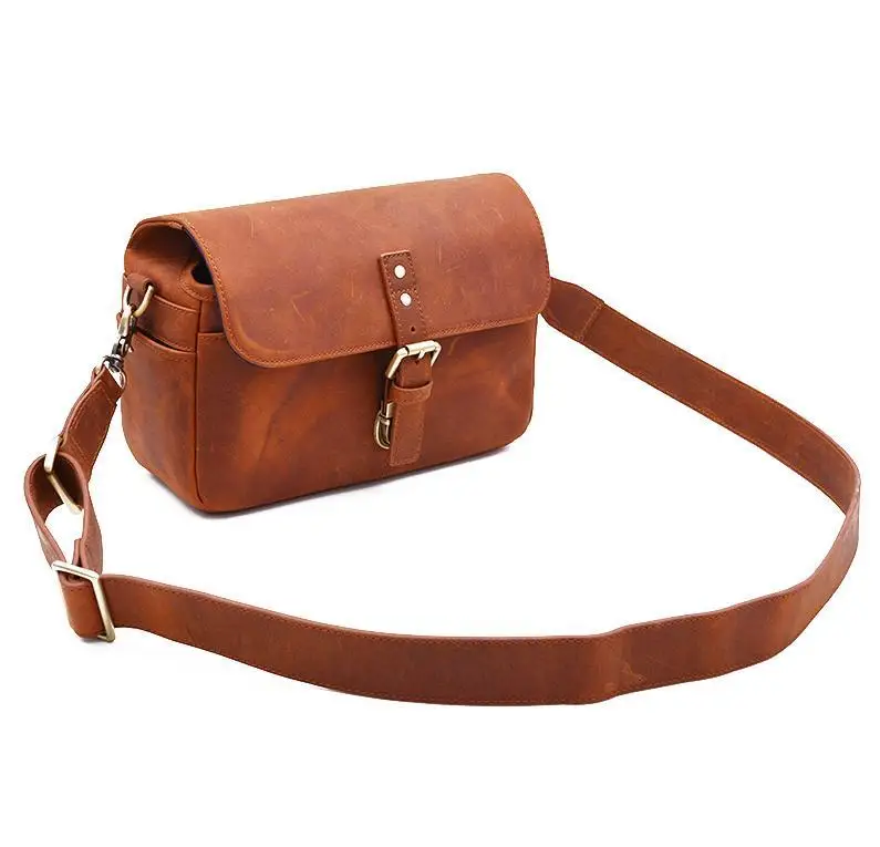Factory wholesale handmade Leather camera sling bag luxury quality small camera bag leather crossbody camera bag