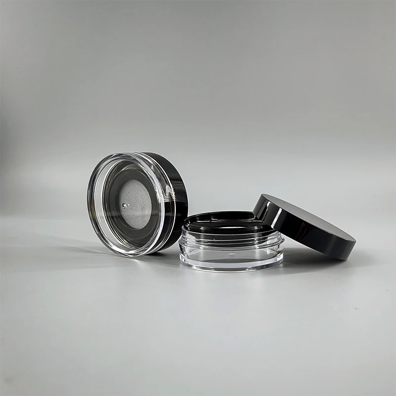 custom color plastic 10g jar for acrylic loose setting powder packaging with fine mesh sifter and screw cap