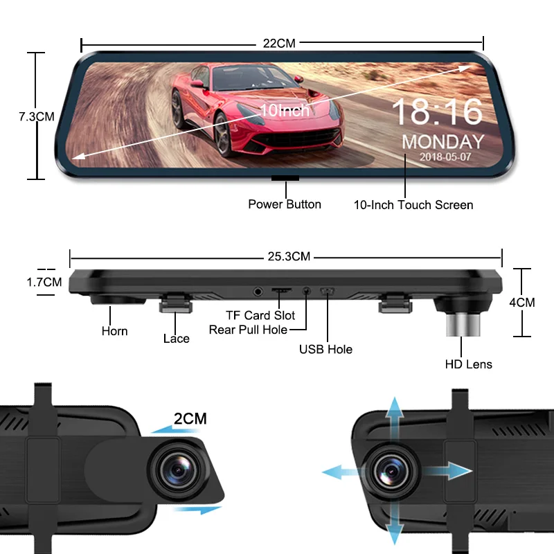 Wholesale dash cam recorder wifi dual camera monitor video camera black box Mirror dash cam front and rear