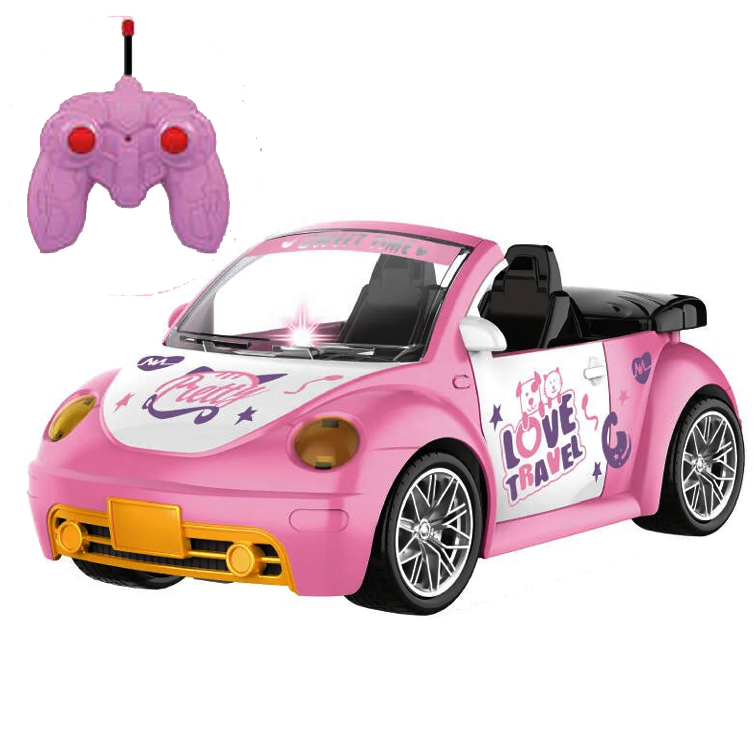 KK New High Quality Rc Pink Car Toy,4 Channels Remote Control Princess Car With Lighting & Doll,Hot Sale Princess Rc Car For Kid