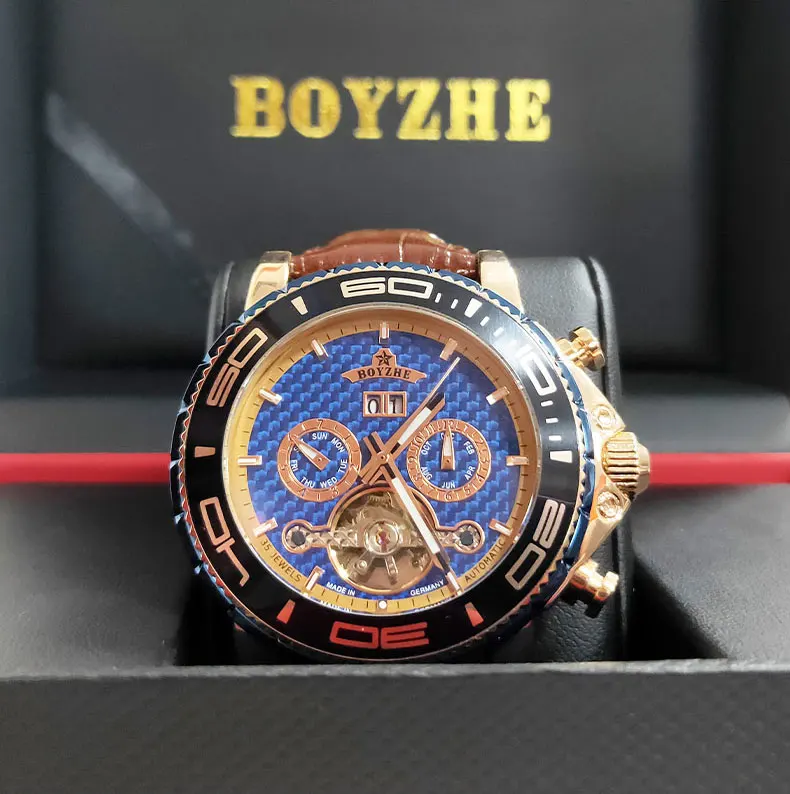 Wholesale Low Price WL037 Luxury Mens Wristwatch Handcrafted Leather Strap Tourbillon Mechanical Watch With Wholesale Price