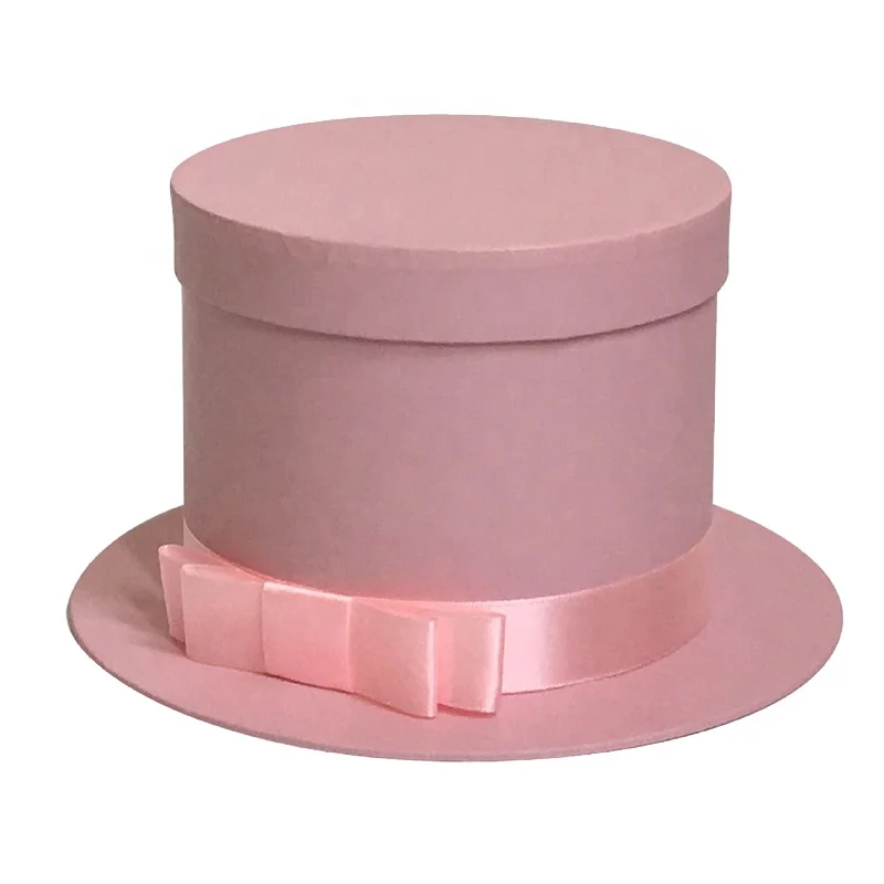 Wholesale hat shape fashion paper flower packaging gift box round flower gift box for birthday festival wedding