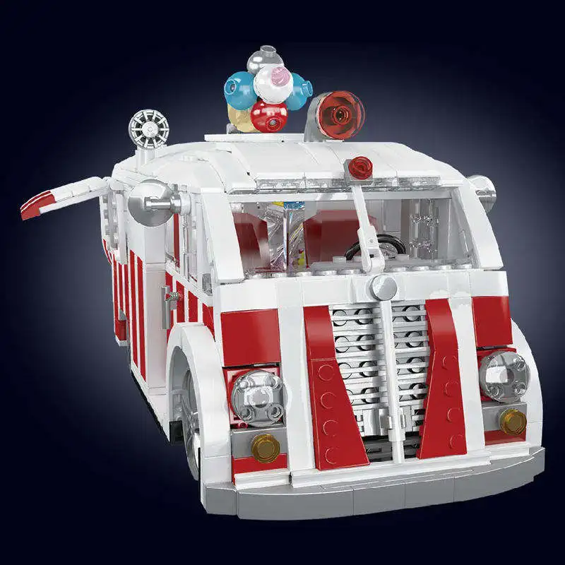 Mould King 10039 DIY Assembly Mini Ice Cream Truck Model Kids Educational Toy Plastic Bricks Kits Car Building Blocks