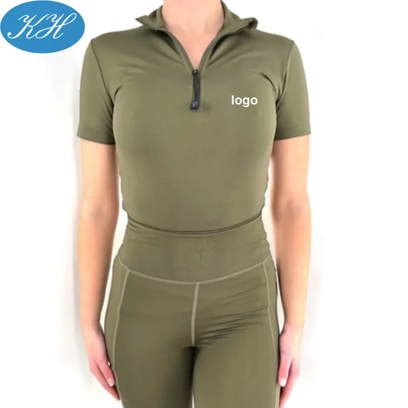 Custom Outdoor Equestrian Clothing UV Protection Stretchy Light Weight Sun Shirts Recycled Baselayer Pants Set