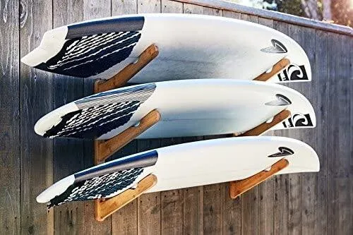 Surf Wooden Surfboard Wall Mount for Surf Boards, Snowboards, Skateboards, Kiteboards and Wakeboards,