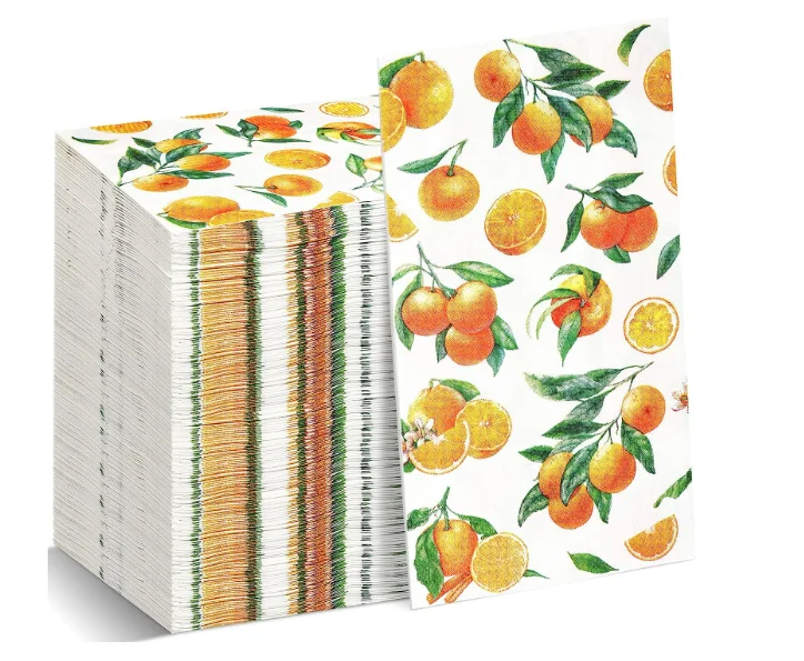 16PACK Funrous Orange Napkins  Summer Guest Paper Napkins with Oranges Disposable Dinner Orange Napkin for Table Re