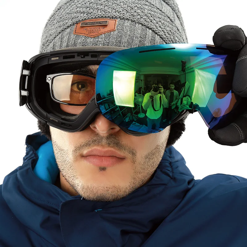 snowledge 181C magnetic goggles snow ski goggles replacement lens double anti fog polarized uv400 OTG snowboard goggles magnet