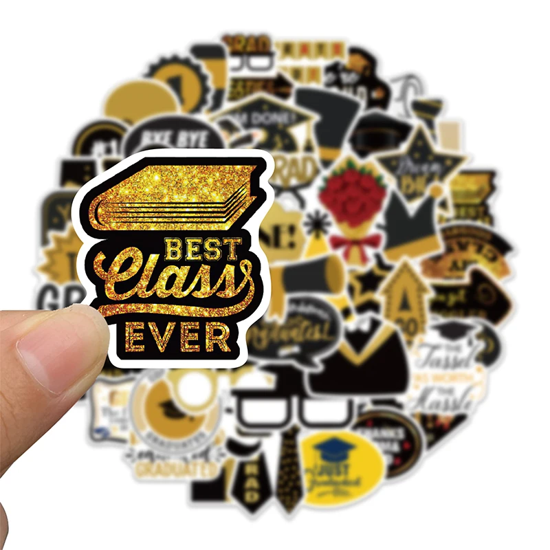 52PCS/Set The Graduation Season Stickers Waterproof Stickers for Laptop and Computer Graduation Party Decorative Vinyl Stickers