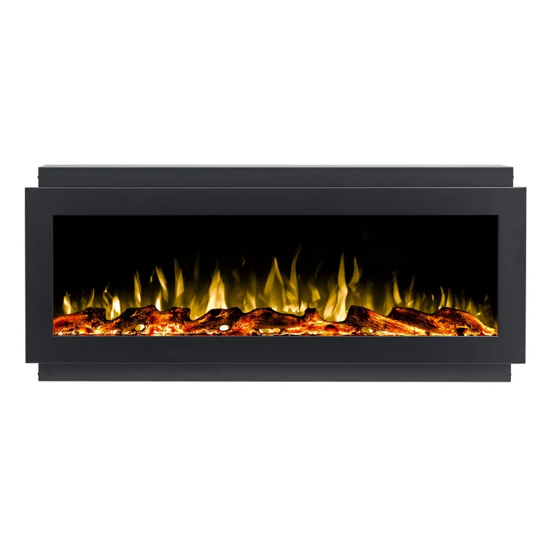 Modern 3-Sided Electric Fireplace 40-100 Inch Recessed Wall Insert for Household or Hotel Use