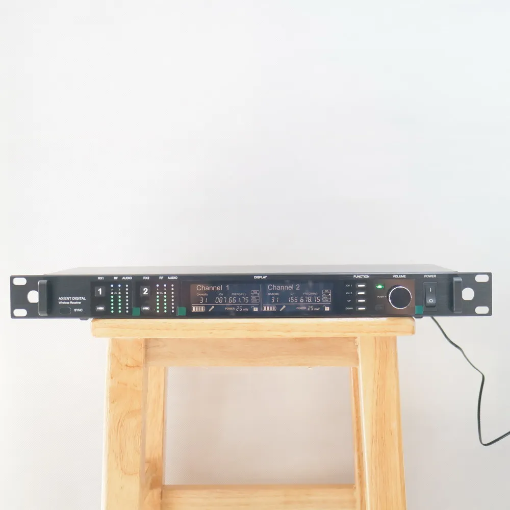 High-Class 500M Large Range Stage Studio DJ Karaoke Wireless Microphone System Dual Channel AD4D Receiver with SKM8 Black