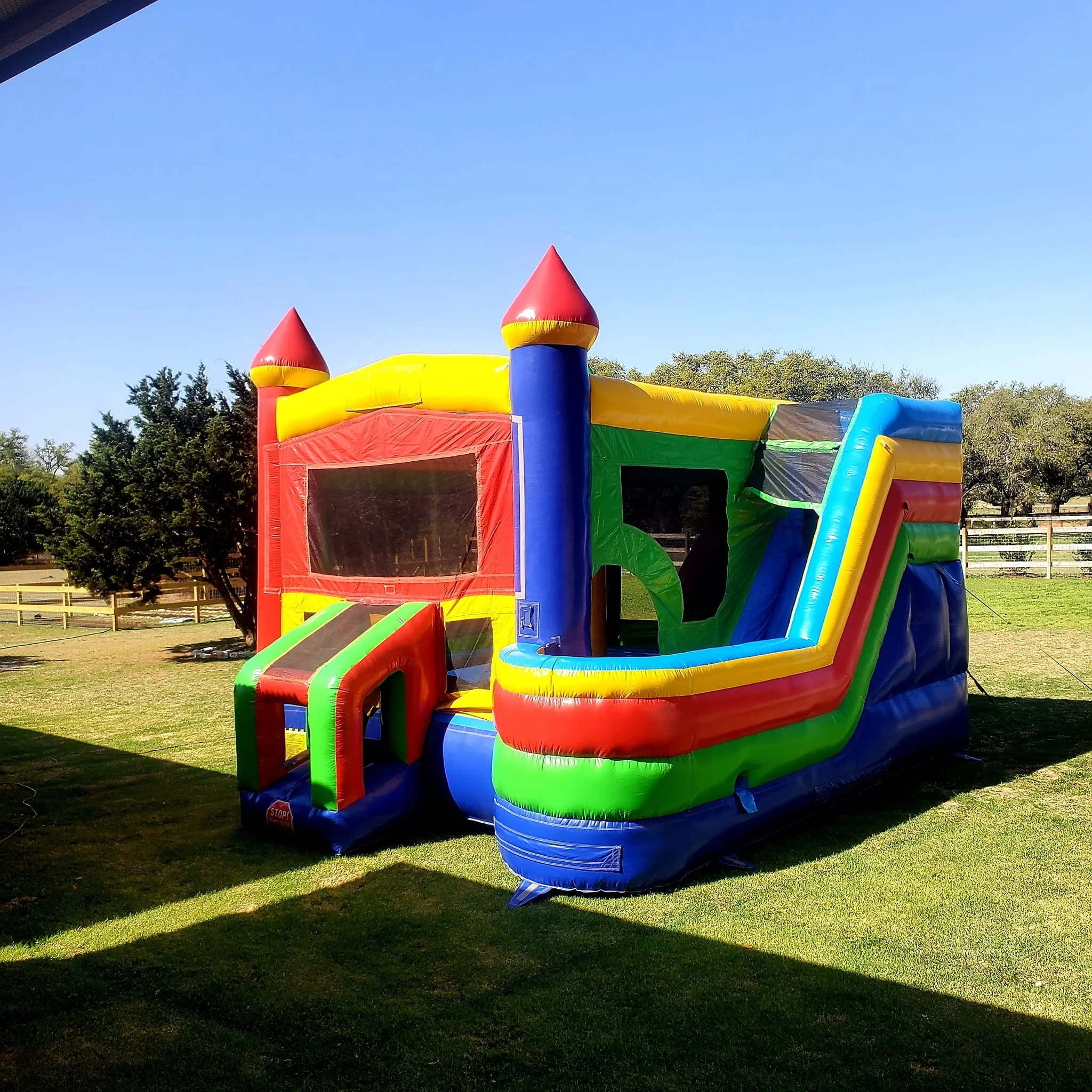 Commercial Jurassic Inflatable Dinosaurs Side Slide Combo Bouncer Slide Bounce House With Dry Wet Water Slide