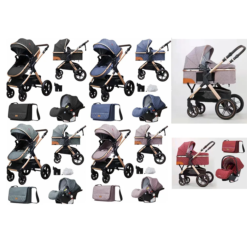 Lightweight Deluxe 3-in-1 Foldable Travel System Full Size Jogging Bassinet Combo Infant Car Seat Carrying Stroller