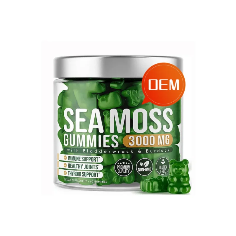 Hot Sale EMO Improve Immune Energy Vegan Organic Vitamin Minerals Detox  Seamoss With Bladderwrack Burdock Sea Moss Gummies