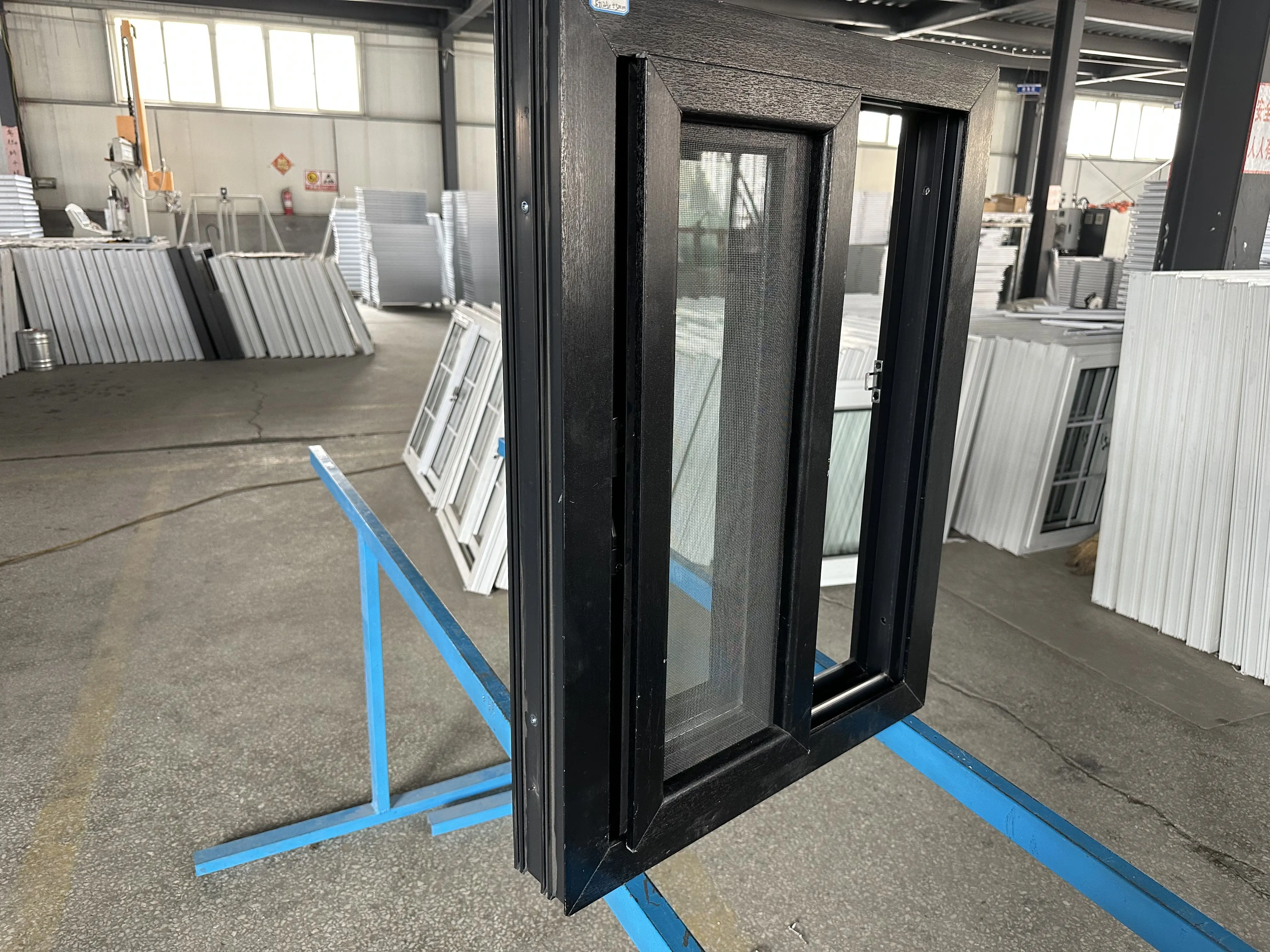 Soundproof Vertical Accordion Florida miami hurricane approved windows black UPVC sliding window