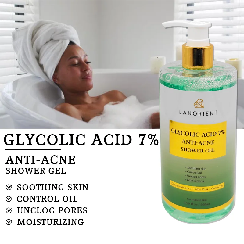 Private Label LANORIENT Natural Organic Glycolic Acid Anti-Dark Spot Moisturizing And Lightening Shower Gel Is Popular In Africa