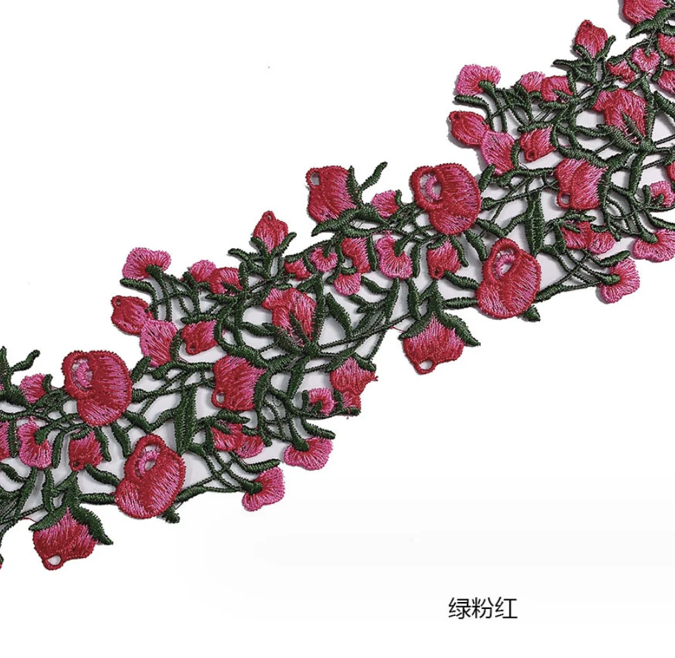 ZSY Guipure Lace 3D Embroidery lace trims  Floral Chemical flower venice lace trim White Black Red