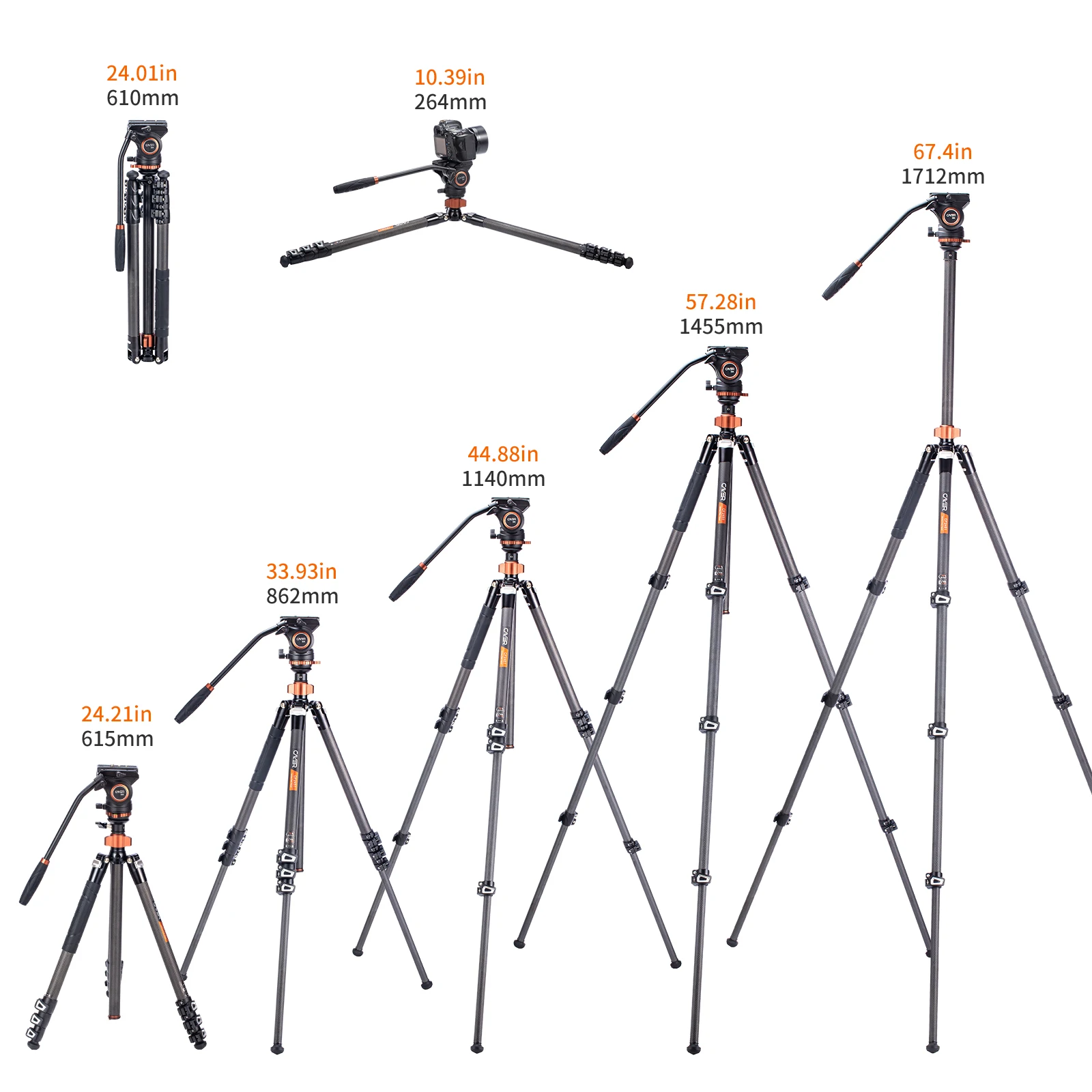 Cayer CF2451H4 Professional Carbon Fiber Camera Multiple Function Monopod Tripod for SLR DSLR Camcorder and Video Camera