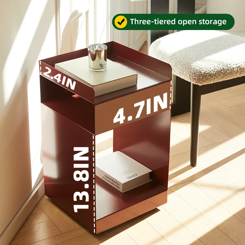 Scandinavian sofa side table, modern minimalist storage sideboard, creative movable under-table cabinet