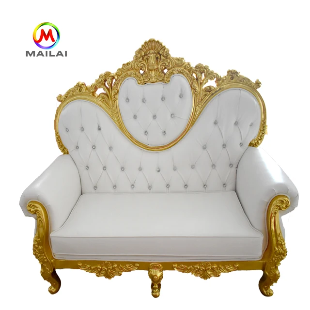 Customized French Style Wedding for  Loveseat white king and queen throne chairs