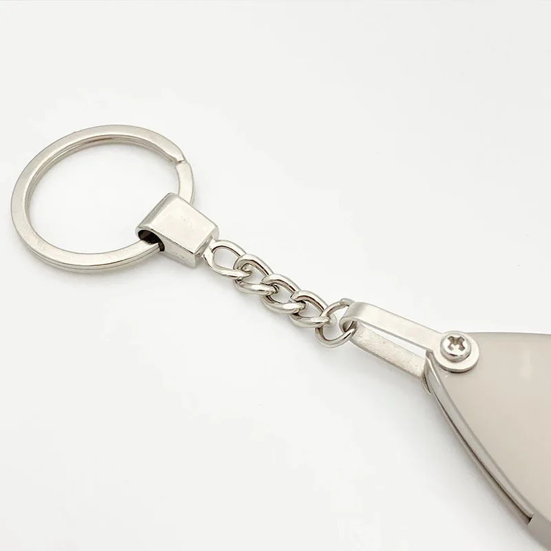 Custom logo 10X Pocket Magnifier Keyring Promotional Souvenir Gifts Alloy Hand Holding Key Chains Mini Magnifying Glass Keychain