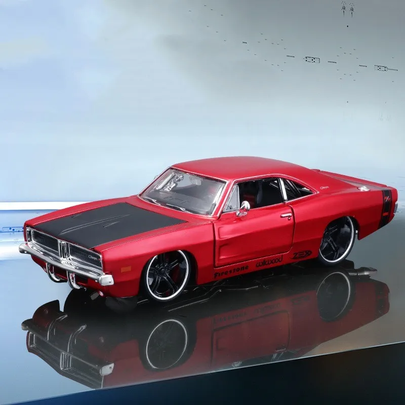 High Quality 1:24 Scale 1969 Charger R/T Alloy Toys Car Model Simulation Diecast Toys Model Car For Adults Decoration Collection