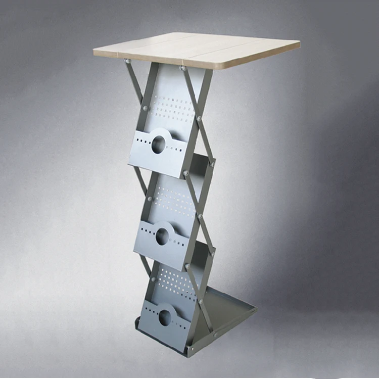 Изготовленный на заказ логотип складной держатель брошюры Металл Литература стенд журнал стойки-патент продукты