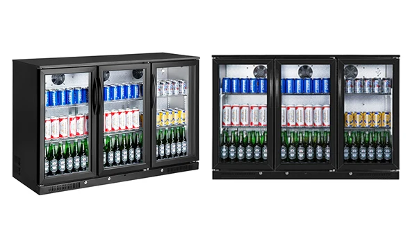 wholesale commercial 338L under counter bar refrigerator glass door three doors beer bottle refrigerator with CE,ROHS, CB, SAA