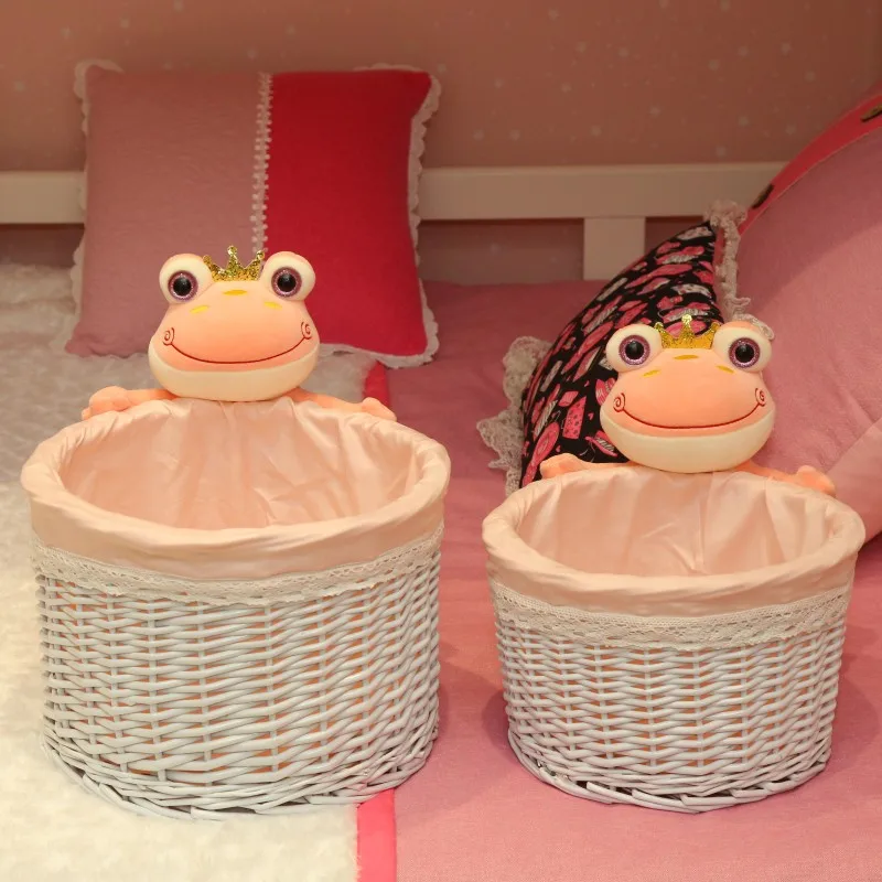 High quality lovely wicker storage basket willow laundry basket  bedside storage basket for children room