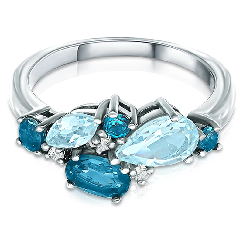 925 Sterling Silver Natural Blue Topaz Ring