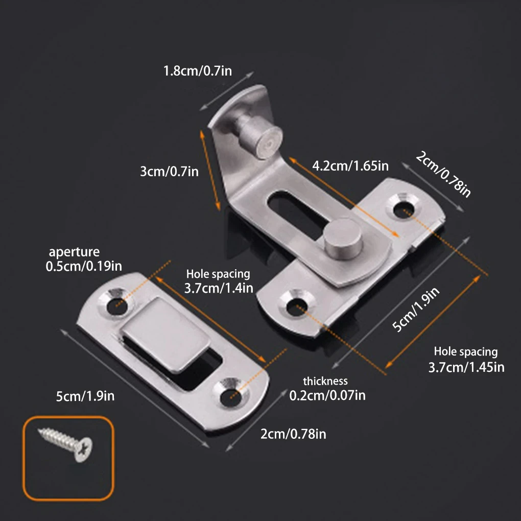 90 Degree Barn Bolt Sliding Stainless Steel Hook Door Lock Latch Window Cabinet Barrel Right Angle Sliding Gate Lock Bolts