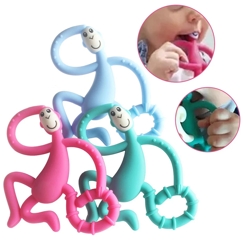 2022 Eco-friendly  Baby Teething Toys Kids Food Grade Silicone Cartoon Animal Monkey Baby Teether
