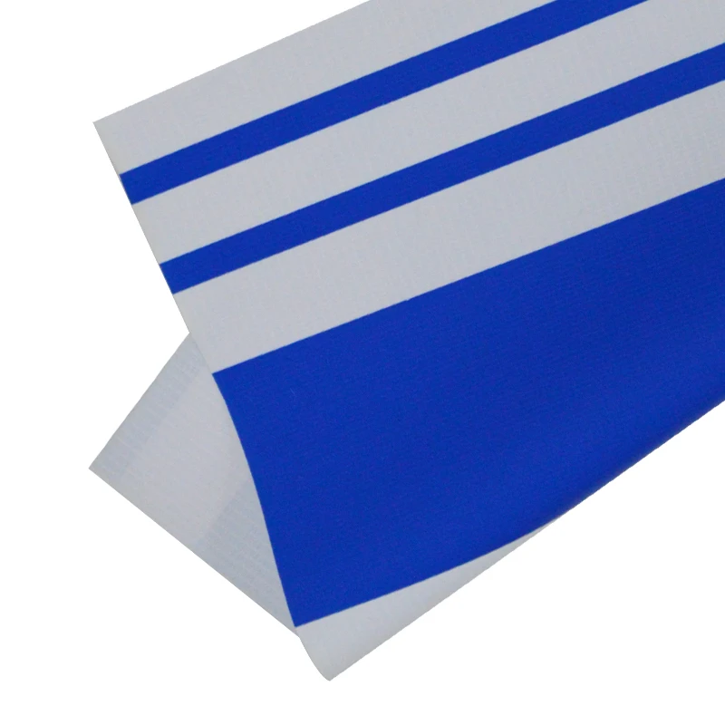Buena calidad Lona impermeable a rayas de pvc colorida para tienda