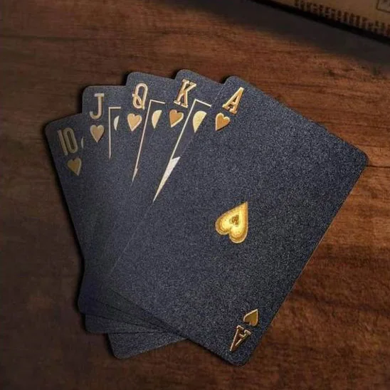 Manufacturer High Quality Waterproof Black Poker Custom Size Print Plastic PVC 777 Deck Poker Playing Cards