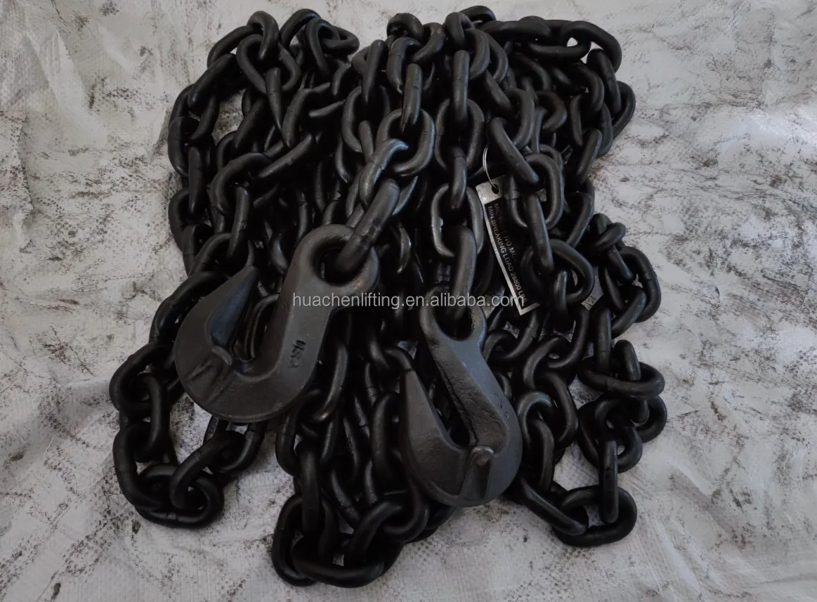 High strength black oxide G80  load binder chain  with double end welding hooks