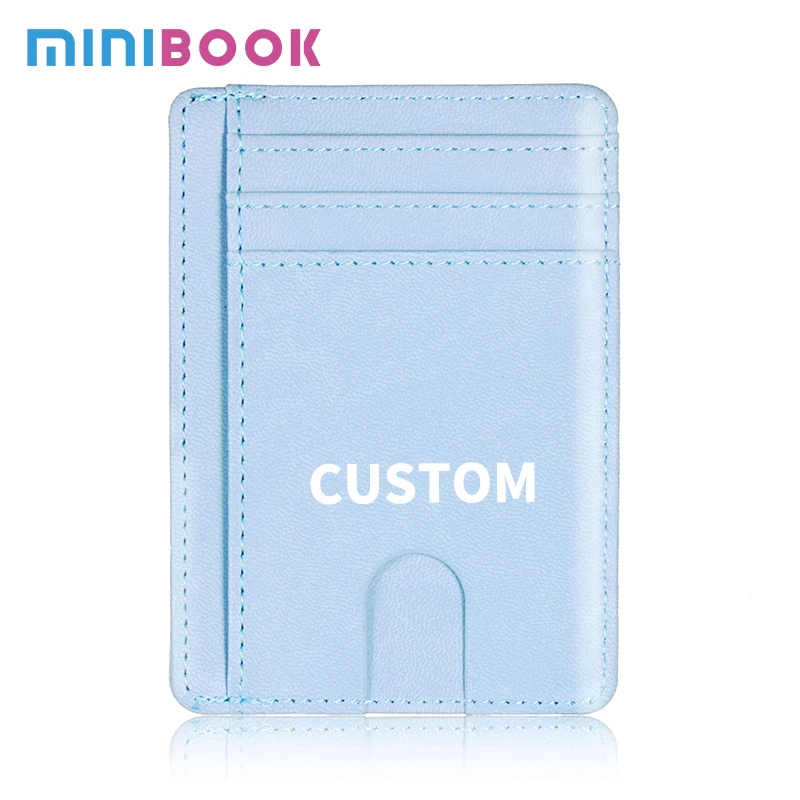 OEM custom fashion RFID front pocket wallet minimalist secure thin credit card holder