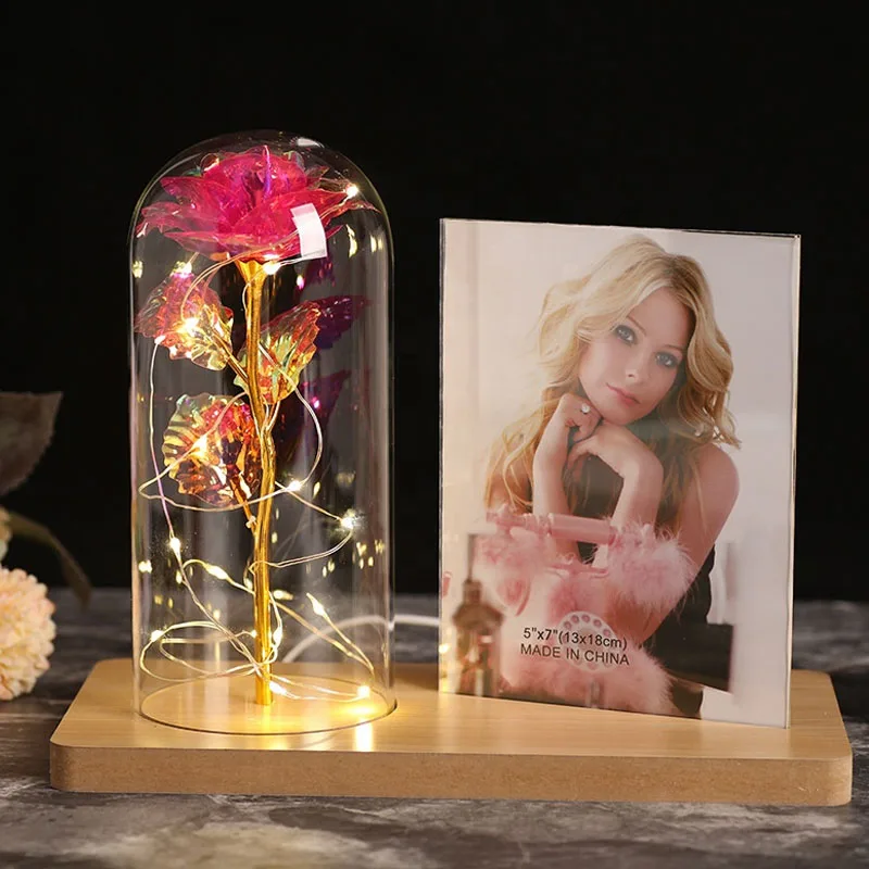 RubySub Custom Eternal Rose LED Lantern Wood Digit Sublimation Photo Frame Blanks For Lovers