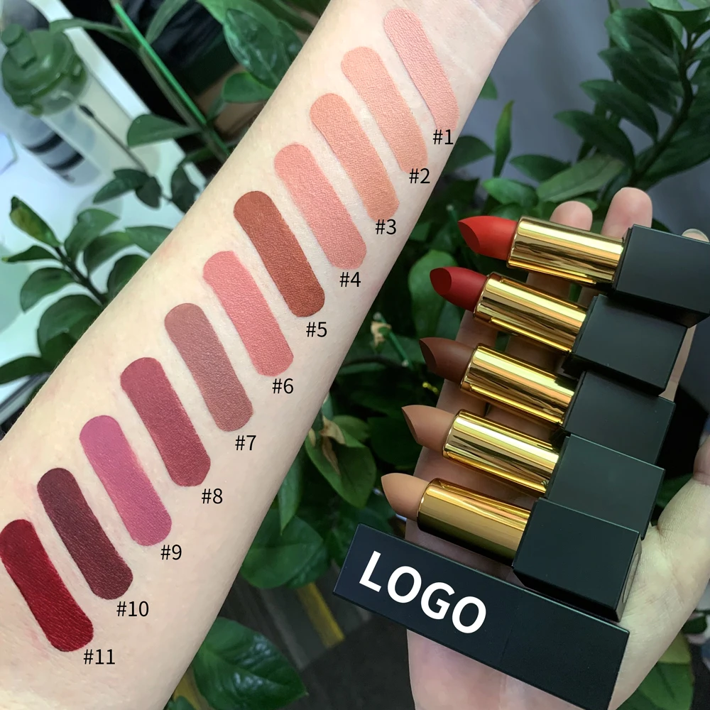 Private label high pigment long lasting waterproof makeup vegan creamy matte lipstick