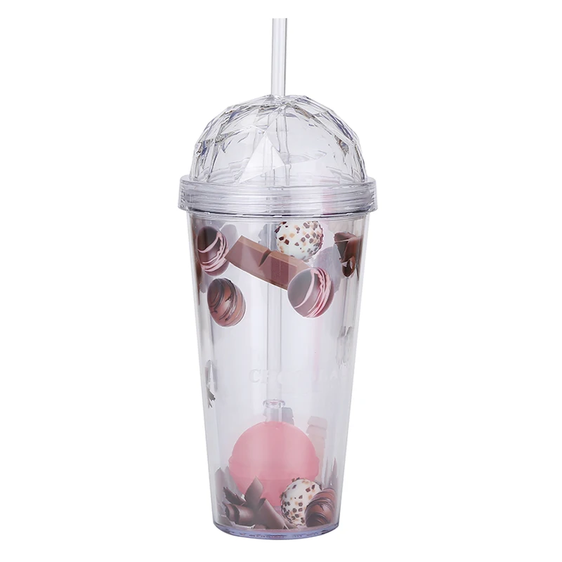 Fancy double wall tumbler plastic tumbler with gold glitter inside