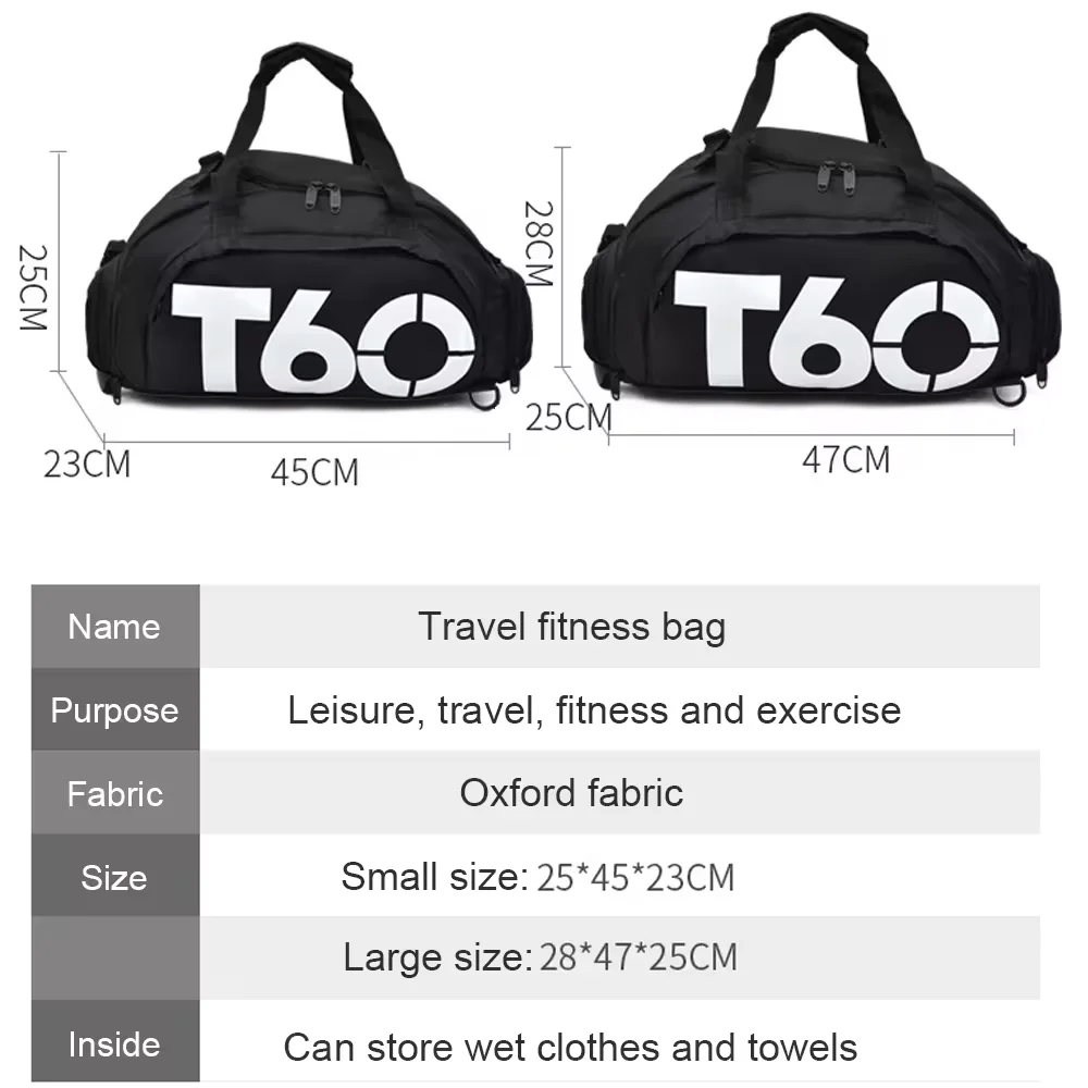 2024 New YCH Custom Nylon Portable Durable Travel Bag for Gym Exercise Waterproof Fabric Gym Bag with Branded Logo Duffle Bag