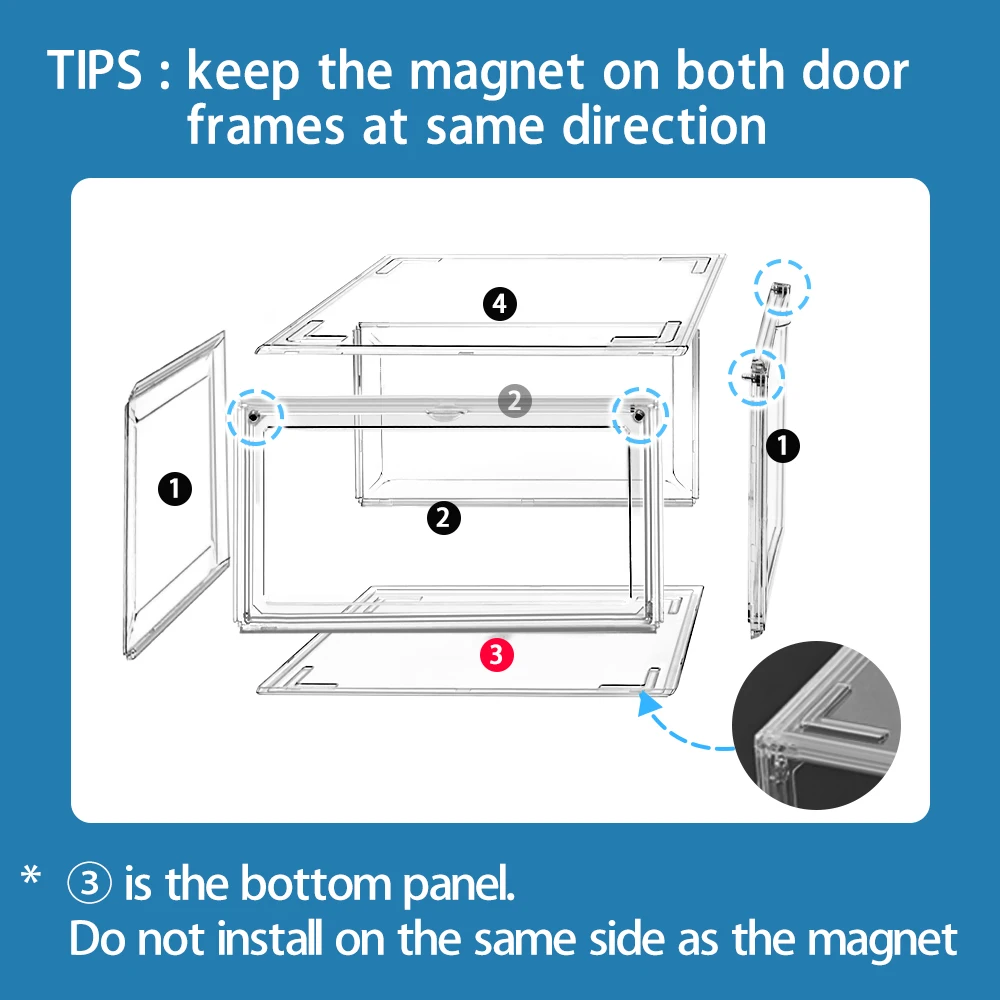 USA Stock Drop Shipping Clear Plastic Shoes Box Figures Storage Bins Acrylic Containers Sneakers Boxes with Magnetic Door