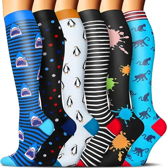 Athletic Socks Anti Friction Cushioned Calf Knee High Elastic Running Compression Sports Socks