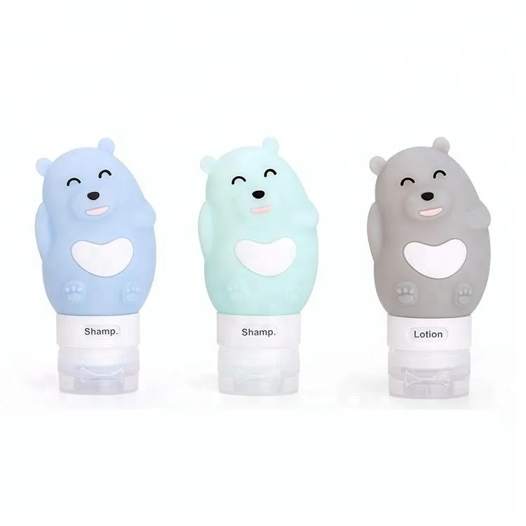 Flat Empty Packing Plastic Cosmetic Portable Lakeproof Pet 80ml Squeezable Size Lotion Shampoo Soft Silicone Travel Bottle