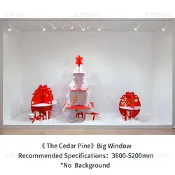 O&M Display Design Gold red and white three-dimensional Christmas tree display stand