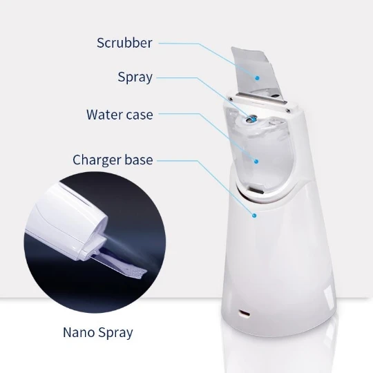 New Arrival Sonic Facial Spatula Skin Exfoliator Beauty Peel Machine Pore Deep Cleanings Diy Spray Mist Skin Scrubber