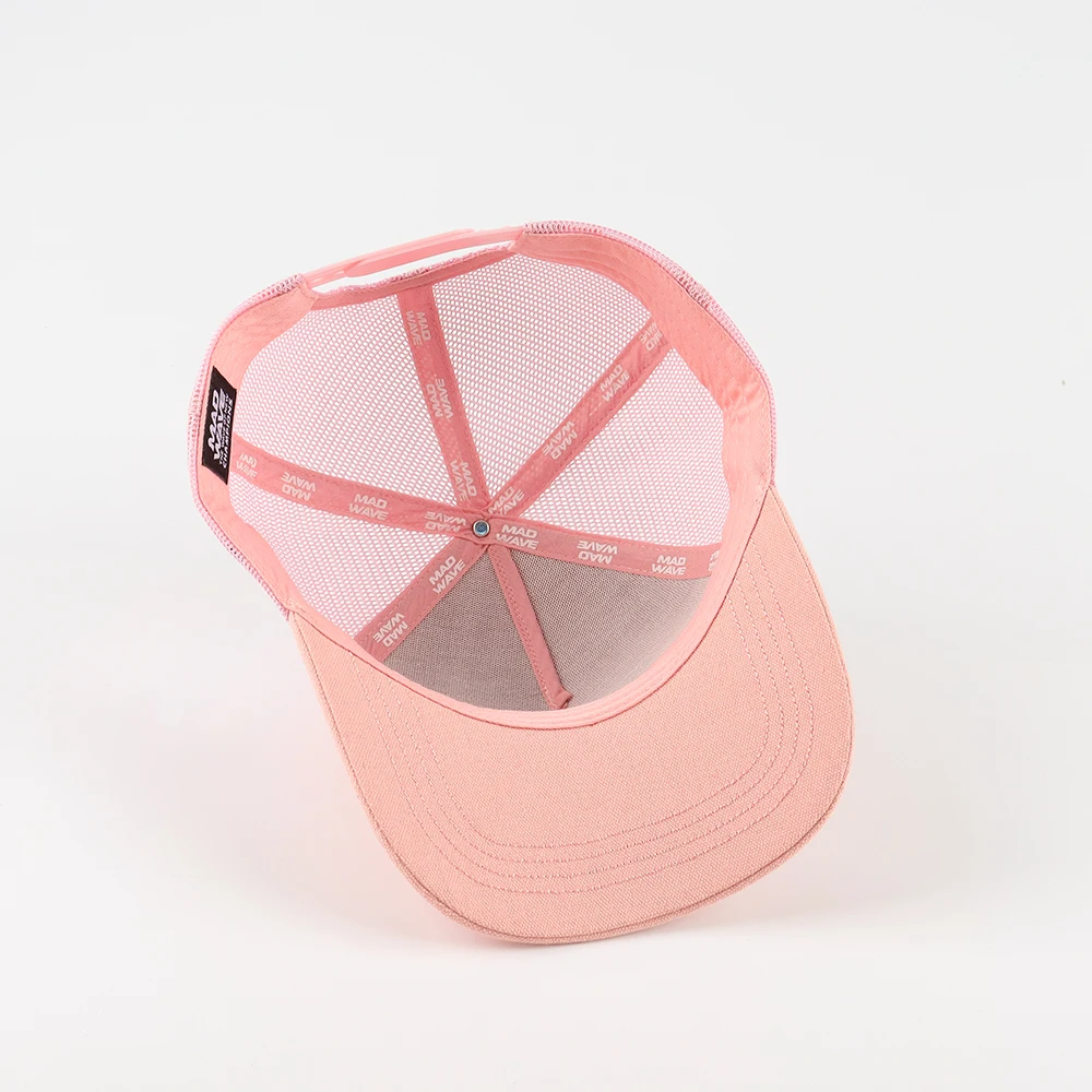 Personalized Pink Trucker Hat Wholesale Pull Patch Structured Snapback Printed Inner Tape Mesh Caps With Flat 3D Embroidery Logo