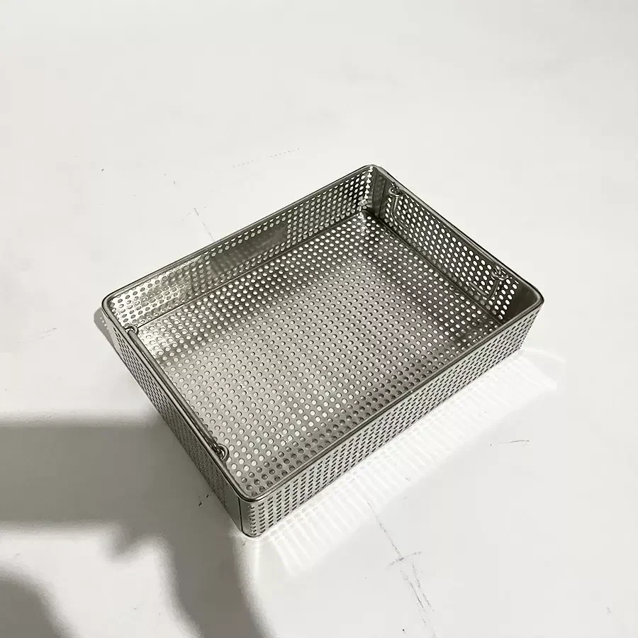 Stainless Steel Perforated Disinfection Basket Ultrasonic Instrument Cleaning Wire Mesh Metal Basket Sterilization Basket